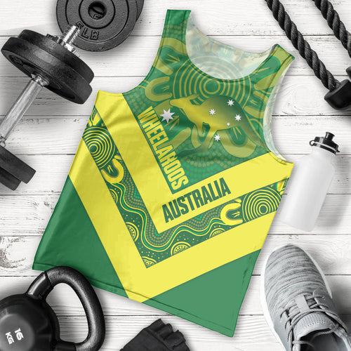 Australia Wheelaroos Rugby Custom Men Tank Top Go Aussie Kangaroo Indigenous Art