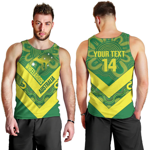Australia Wheelaroos Rugby Custom Men Tank Top Go Aussie Kangaroo Indigenous Art