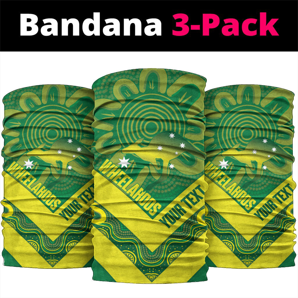 Australia Wheelaroos Rugby Custom Neck Gaiter Go Aussie Kangaroo Indigenous Art