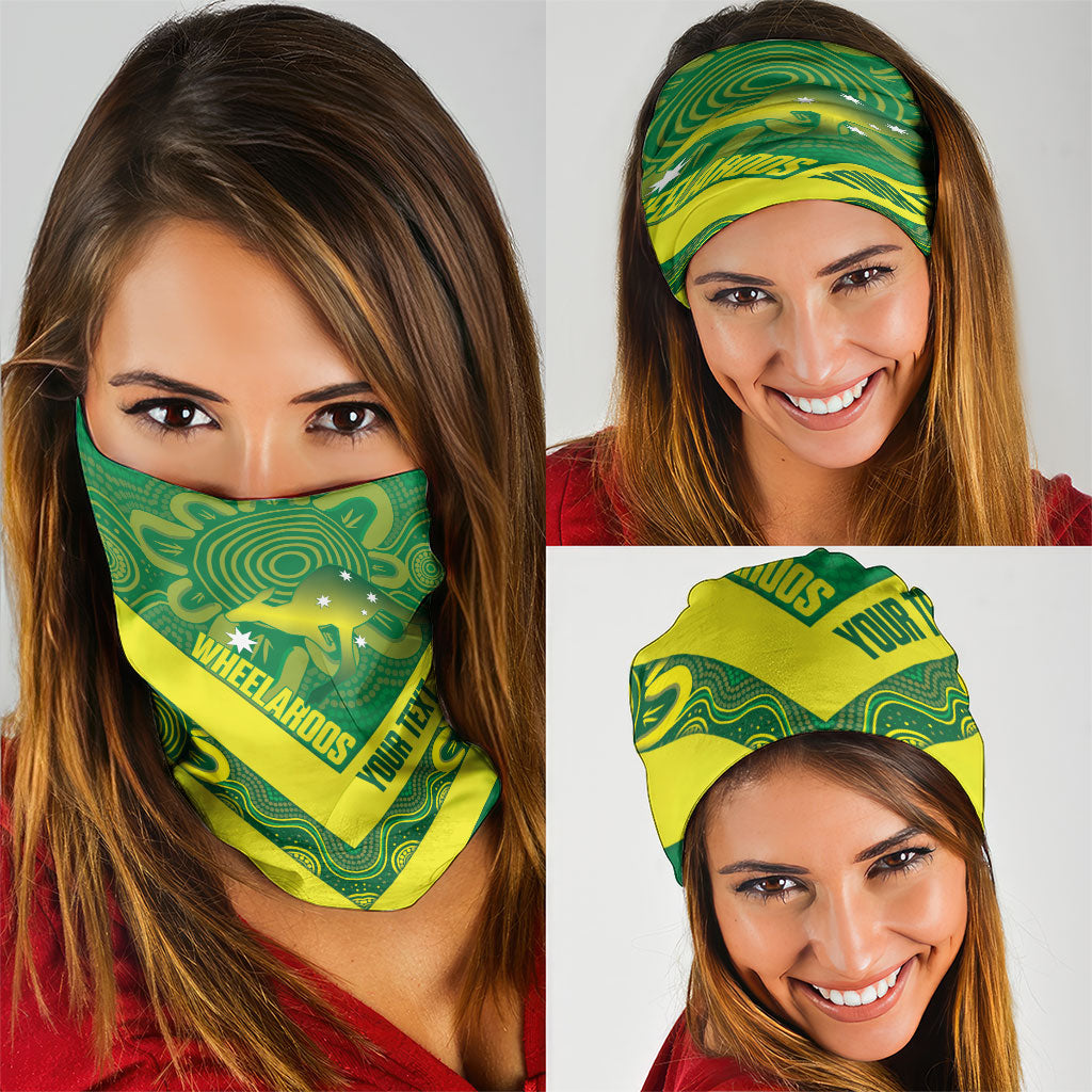 Australia Wheelaroos Rugby Custom Neck Gaiter Go Aussie Kangaroo Indigenous Art