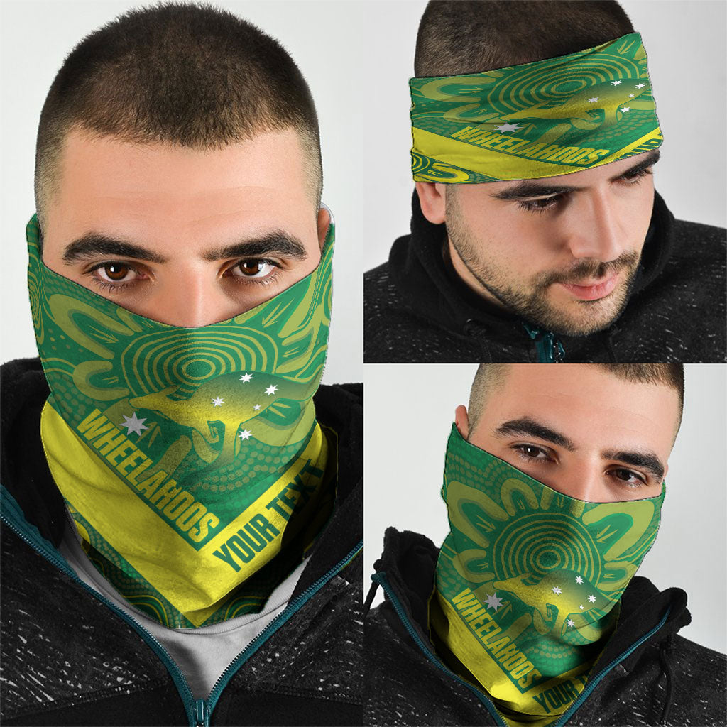 Australia Wheelaroos Rugby Custom Neck Gaiter Go Aussie Kangaroo Indigenous Art