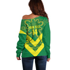 Australia Wheelaroos Rugby Custom Off Shoulder Sweater Go Aussie Kangaroo Indigenous Art