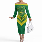 Australia Wheelaroos Rugby Custom Off The Shoulder Long Sleeve Dress Go Aussie Kangaroo Indigenous Art