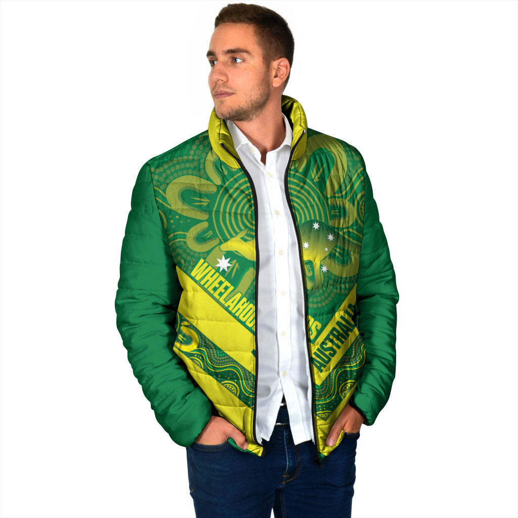 Australia Wheelaroos Rugby Custom Padded Jacket Go Aussie Kangaroo Indigenous Art
