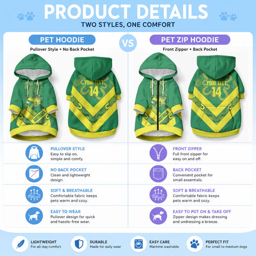 Australia Wheelaroos Rugby Custom Pet Hoodie Go Aussie Kangaroo Indigenous Art