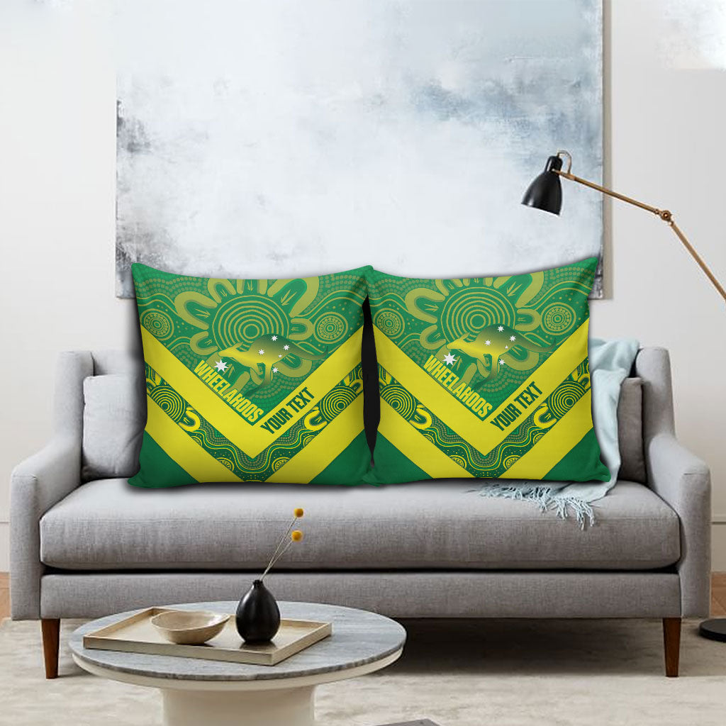 Australia Wheelaroos Rugby Custom Pillow Cover Go Aussie Kangaroo Indigenous Art