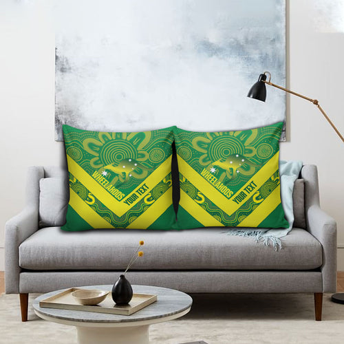 Australia Wheelaroos Rugby Custom Pillow Cover Go Aussie Kangaroo Indigenous Art