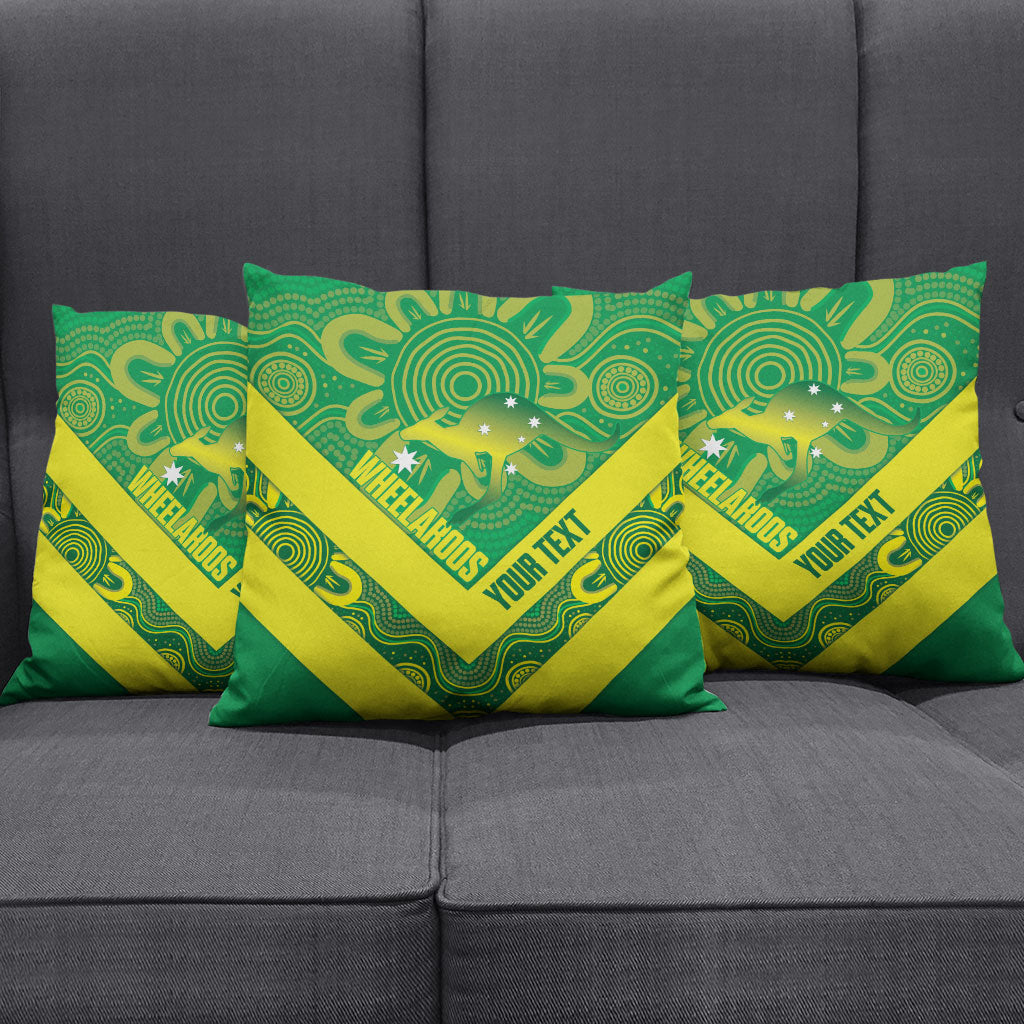 Australia Wheelaroos Rugby Custom Pillow Cover Go Aussie Kangaroo Indigenous Art