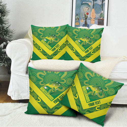 Australia Wheelaroos Rugby Custom Pillow Cover Go Aussie Kangaroo Indigenous Art