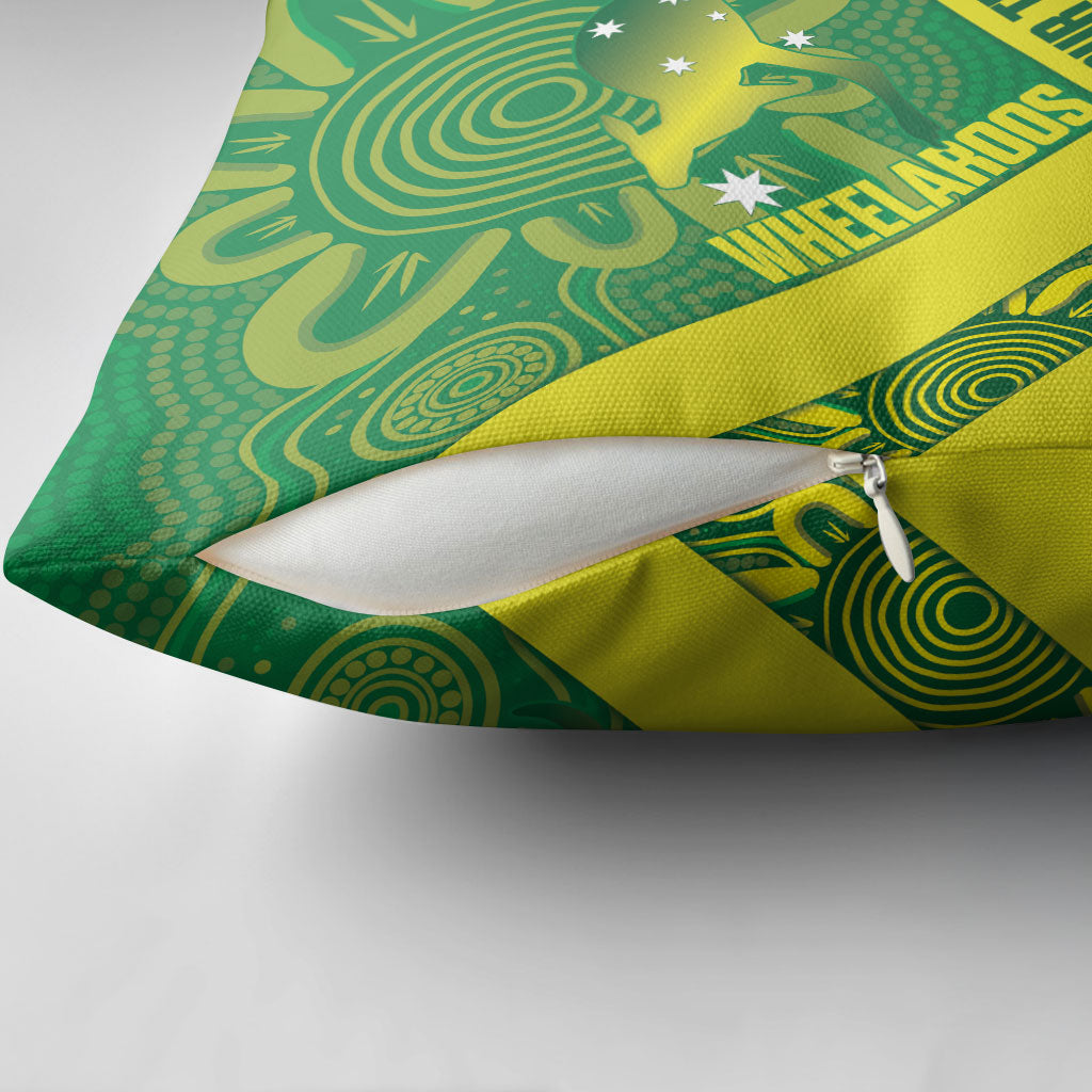 Australia Wheelaroos Rugby Custom Pillow Cover Go Aussie Kangaroo Indigenous Art