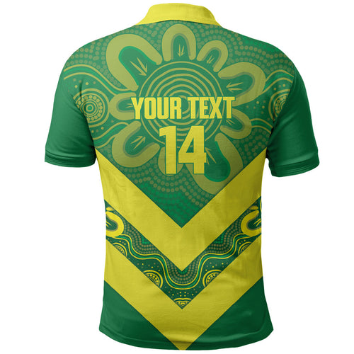 Australia Wheelaroos Rugby Custom Polo Shirt Go Aussie Kangaroo Indigenous Art