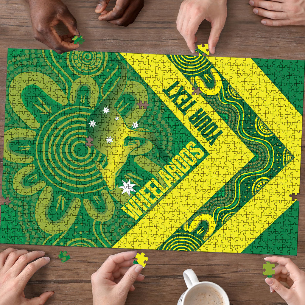 Australia Wheelaroos Rugby Custom Puzzle Go Aussie Kangaroo Indigenous Art
