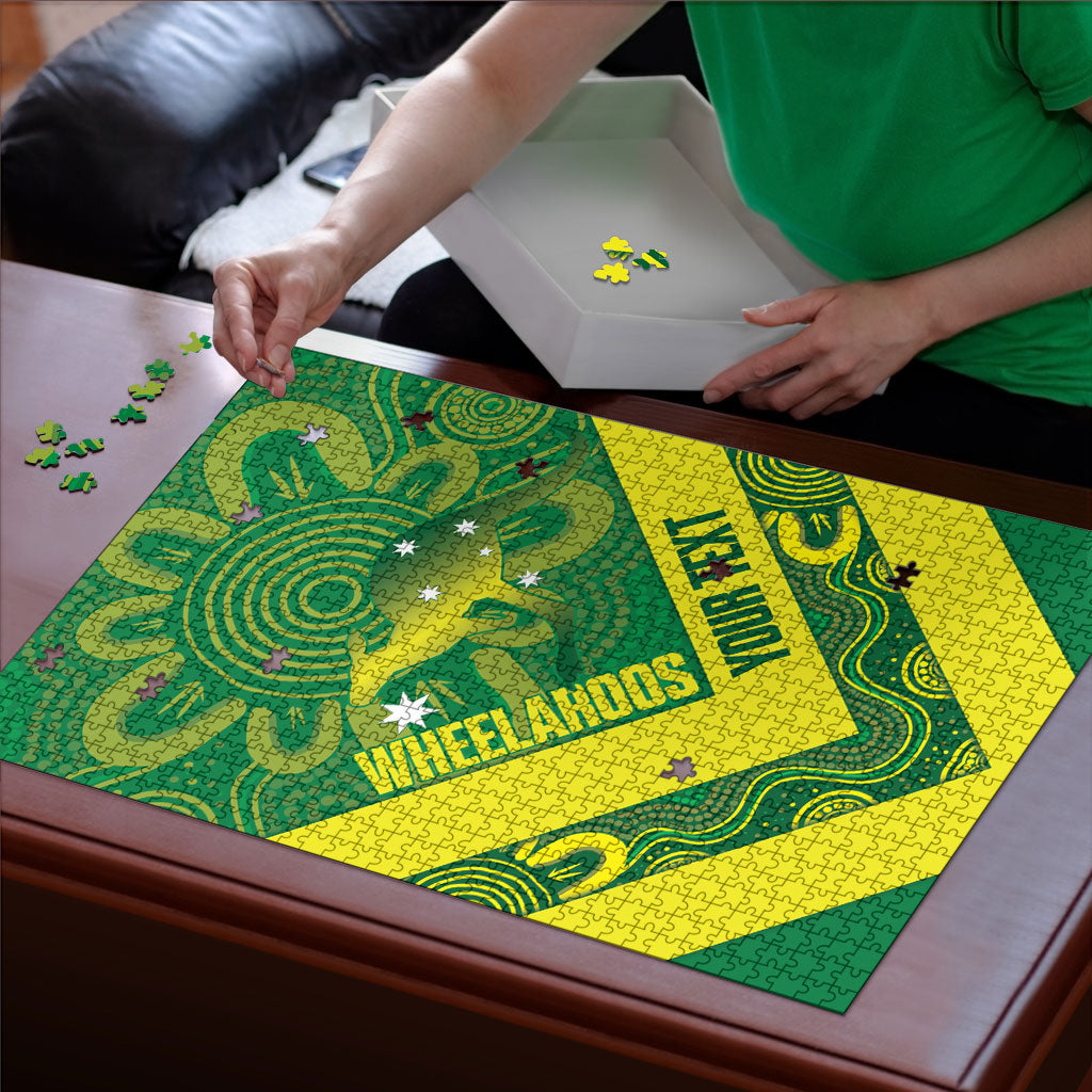 Australia Wheelaroos Rugby Custom Puzzle Go Aussie Kangaroo Indigenous Art