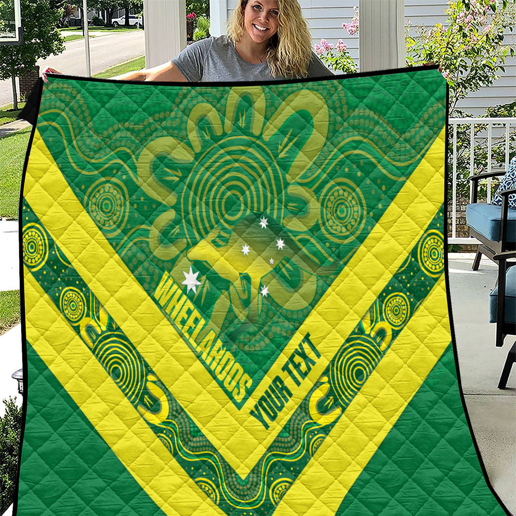 Australia Wheelaroos Rugby Custom Quilt Go Aussie Kangaroo Indigenous Art