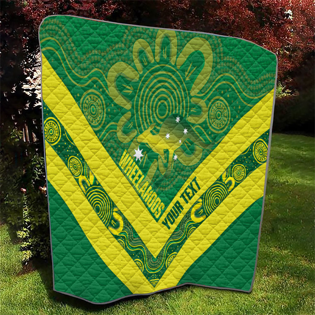 Australia Wheelaroos Rugby Custom Quilt Go Aussie Kangaroo Indigenous Art