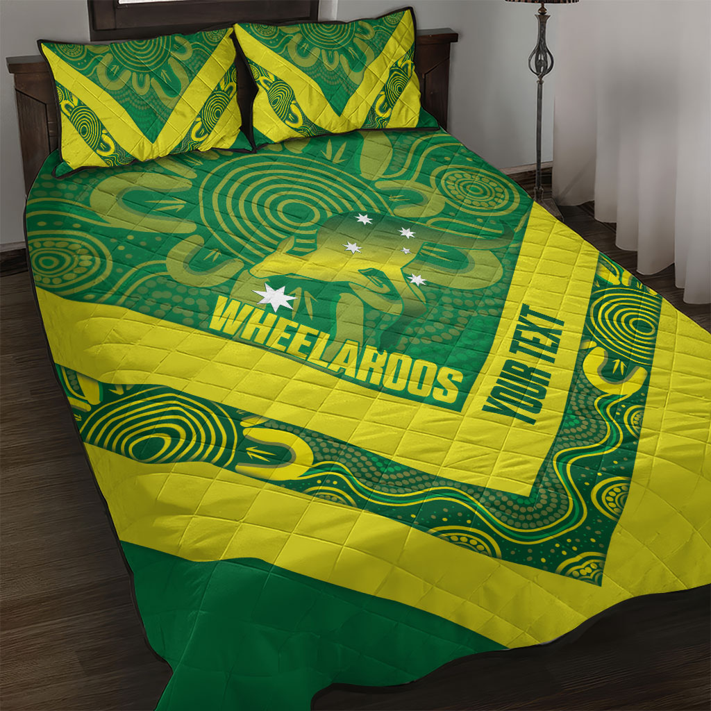 Australia Wheelaroos Rugby Custom Quilt Bed Set Go Aussie Kangaroo Indigenous Art