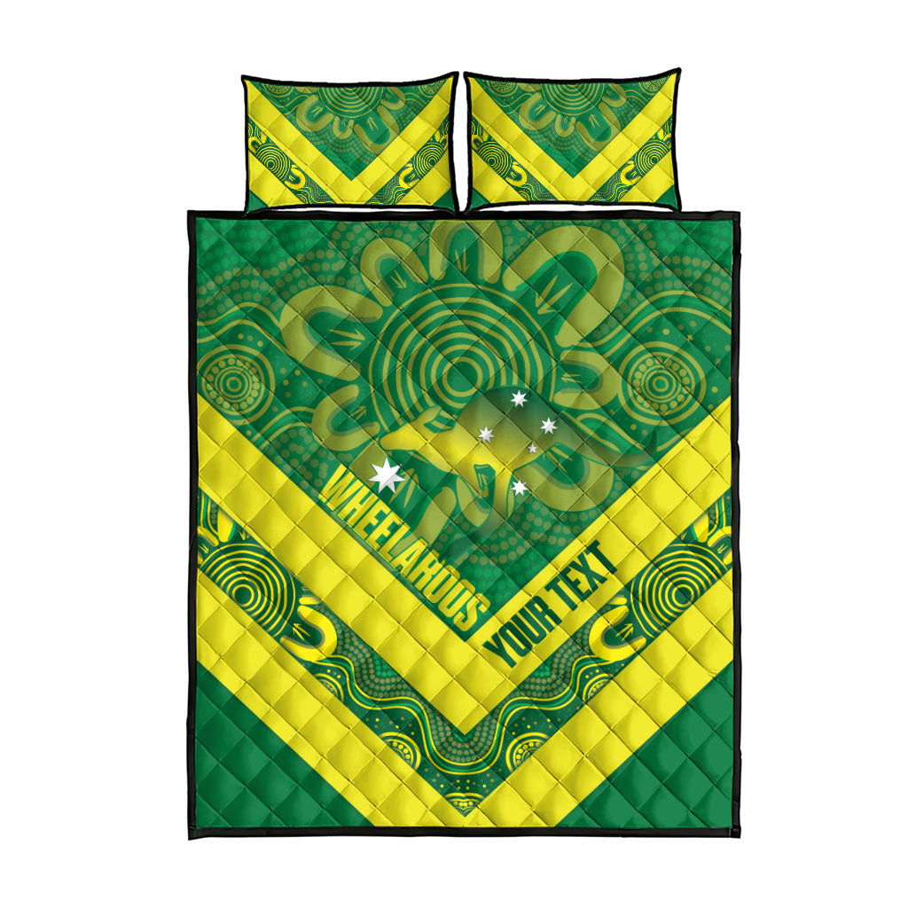 Australia Wheelaroos Rugby Custom Quilt Bed Set Go Aussie Kangaroo Indigenous Art