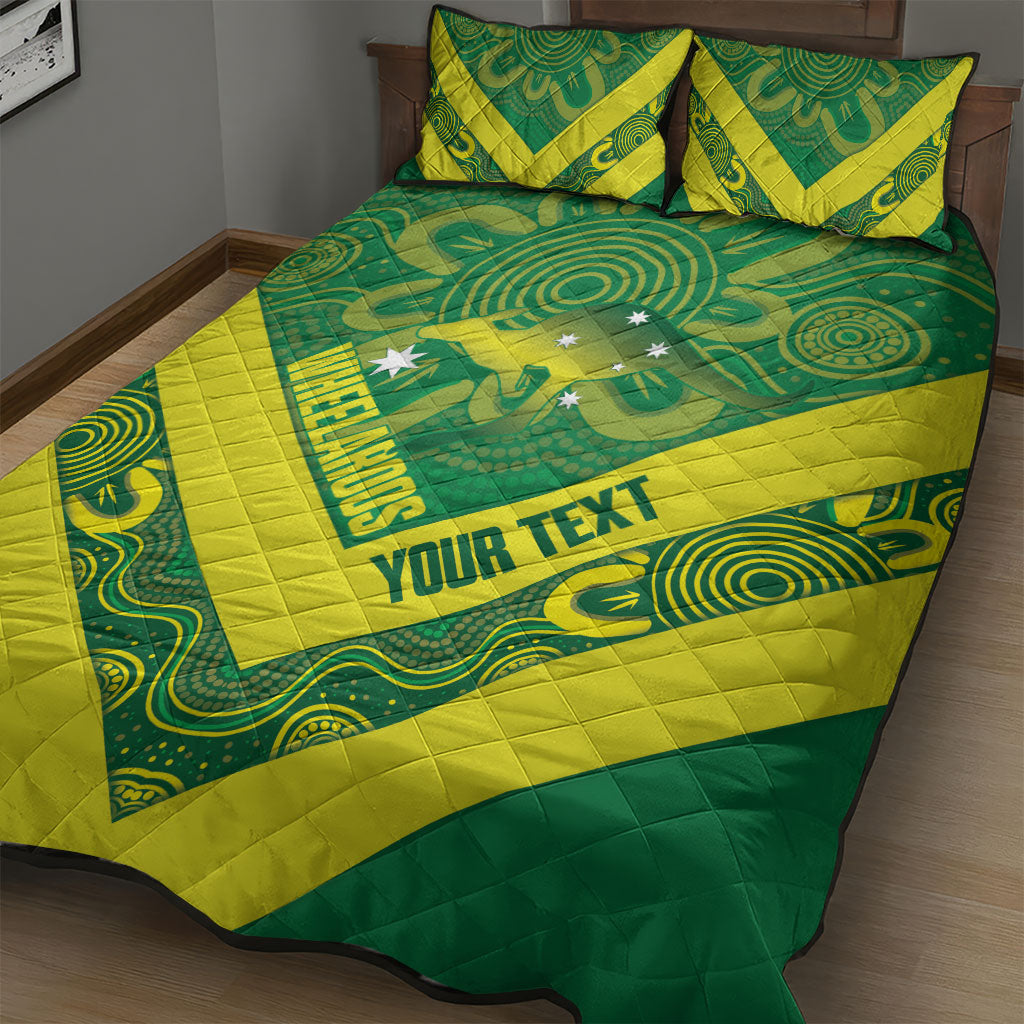 Australia Wheelaroos Rugby Custom Quilt Bed Set Go Aussie Kangaroo Indigenous Art