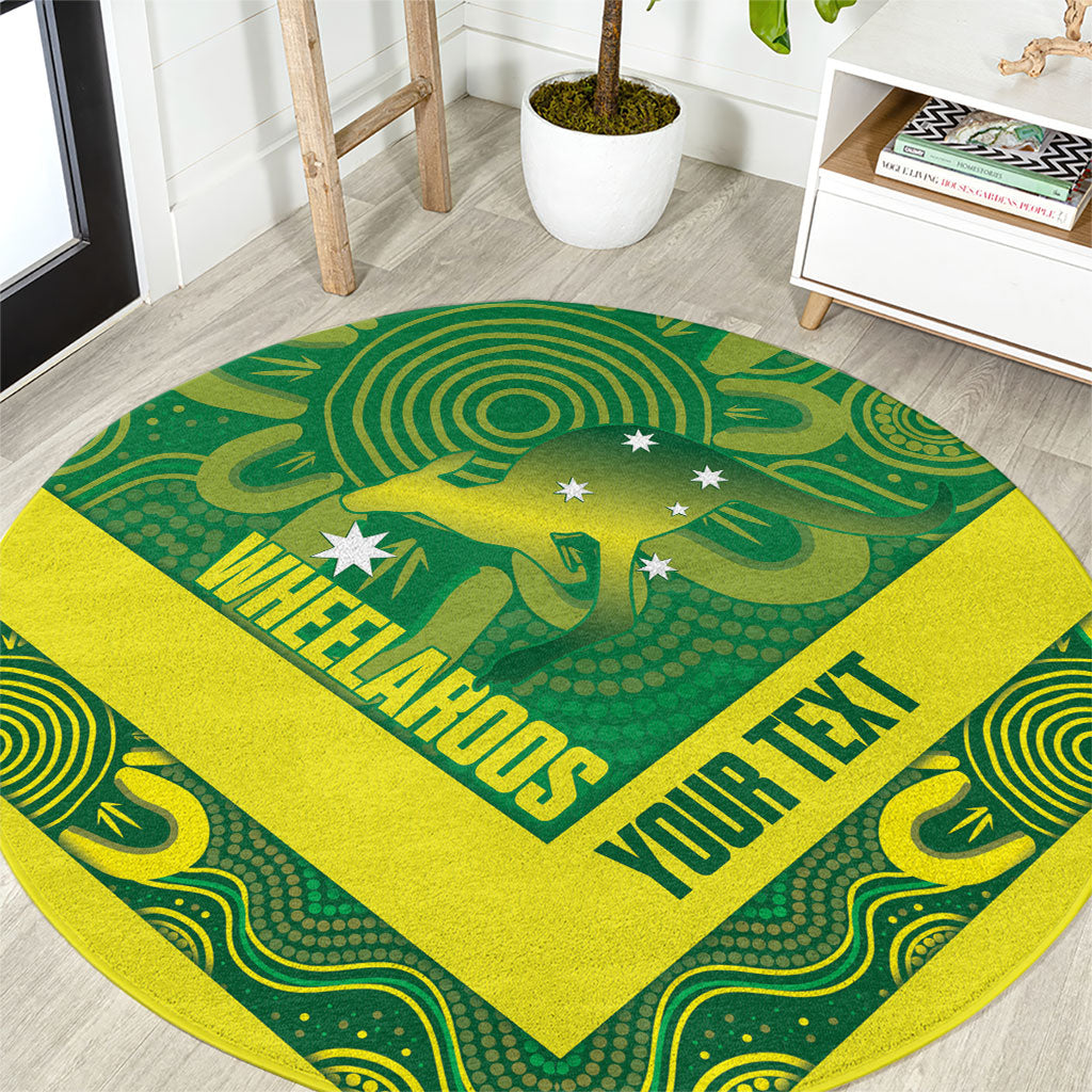Australia Wheelaroos Rugby Custom Round Carpet Go Aussie Kangaroo Indigenous Art