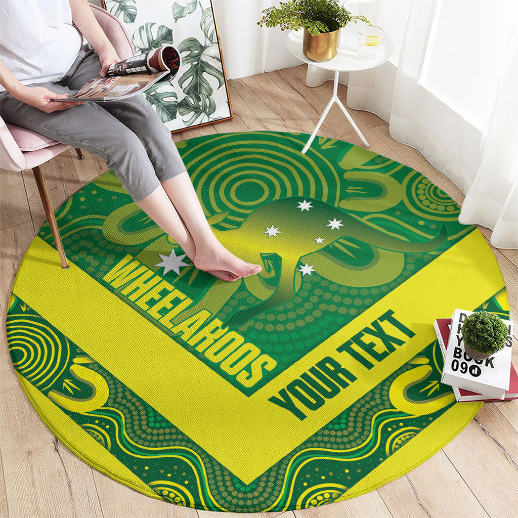 Australia Wheelaroos Rugby Custom Round Carpet Go Aussie Kangaroo Indigenous Art