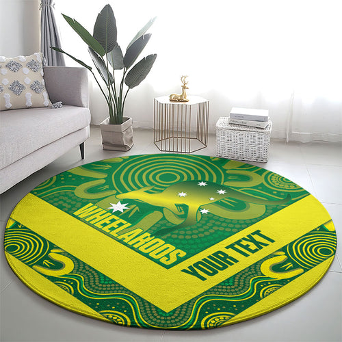 Australia Wheelaroos Rugby Custom Round Carpet Go Aussie Kangaroo Indigenous Art