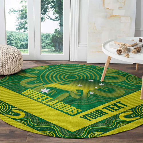 Australia Wheelaroos Rugby Custom Round Carpet Go Aussie Kangaroo Indigenous Art