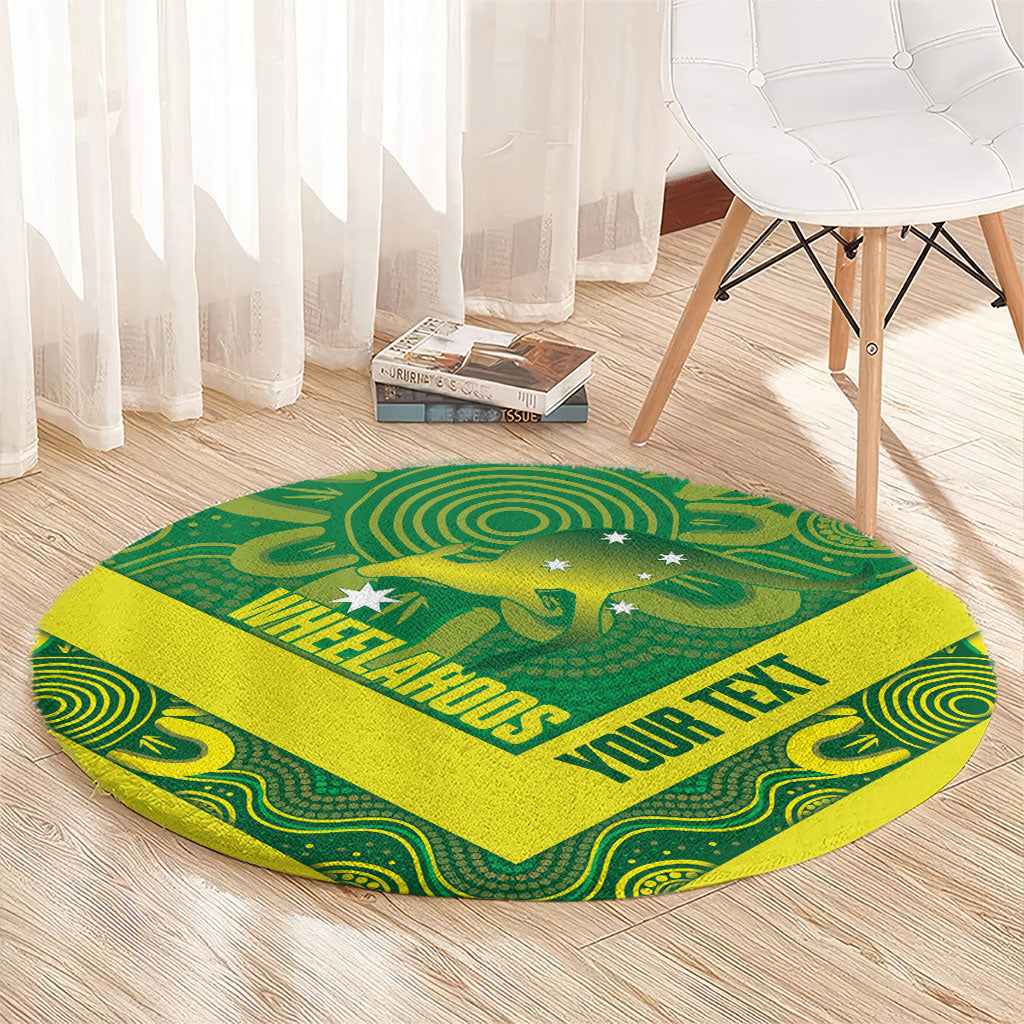 Australia Wheelaroos Rugby Custom Round Carpet Go Aussie Kangaroo Indigenous Art