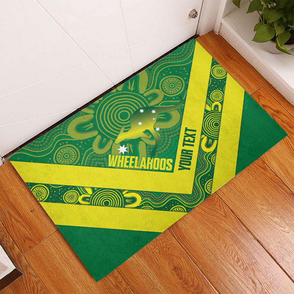 Australia Wheelaroos Rugby Custom Rubber Doormat Go Aussie Kangaroo Indigenous Art