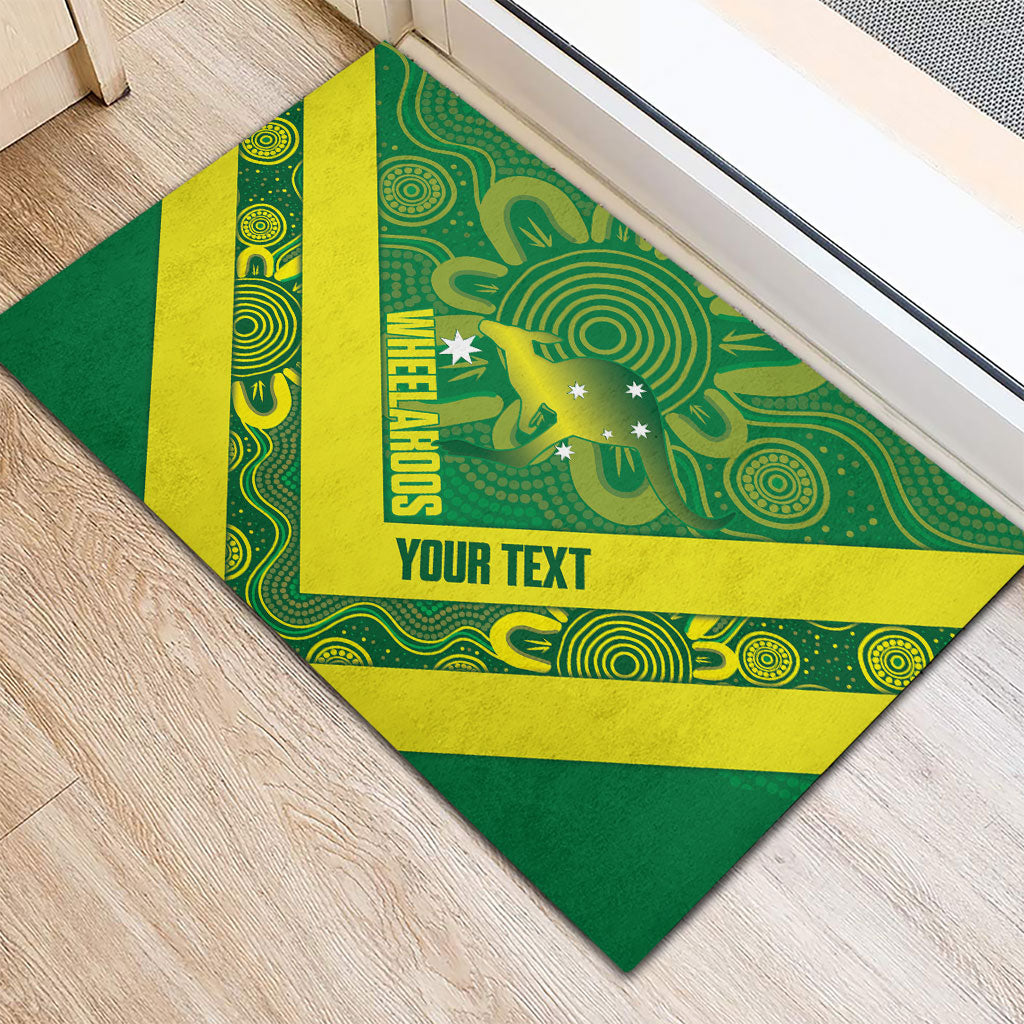 Australia Wheelaroos Rugby Custom Rubber Doormat Go Aussie Kangaroo Indigenous Art