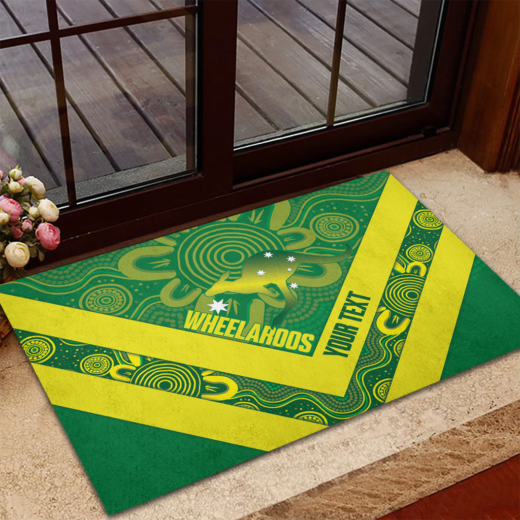 Australia Wheelaroos Rugby Custom Rubber Doormat Go Aussie Kangaroo Indigenous Art