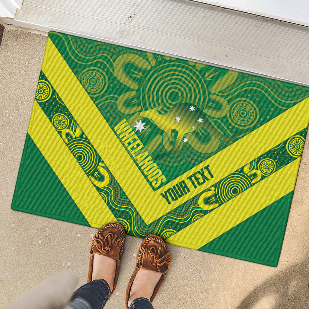 Australia Wheelaroos Rugby Custom Rubber Doormat Go Aussie Kangaroo Indigenous Art