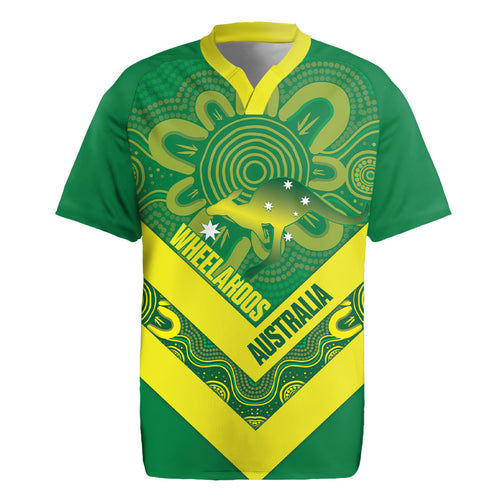 Australia Wheelaroos Rugby Custom Rugby Jersey Go Aussie Kangaroo Indigenous Art