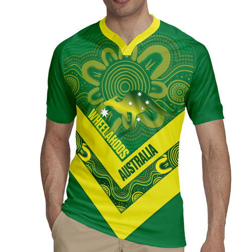 Australia Wheelaroos Rugby Custom Rugby Jersey Go Aussie Kangaroo Indigenous Art