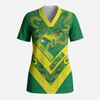 Australia Wheelaroos Rugby Custom Scrub Top Go Aussie Kangaroo Indigenous Art