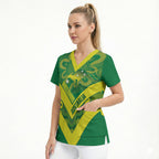 Australia Wheelaroos Rugby Custom Scrub Top Go Aussie Kangaroo Indigenous Art
