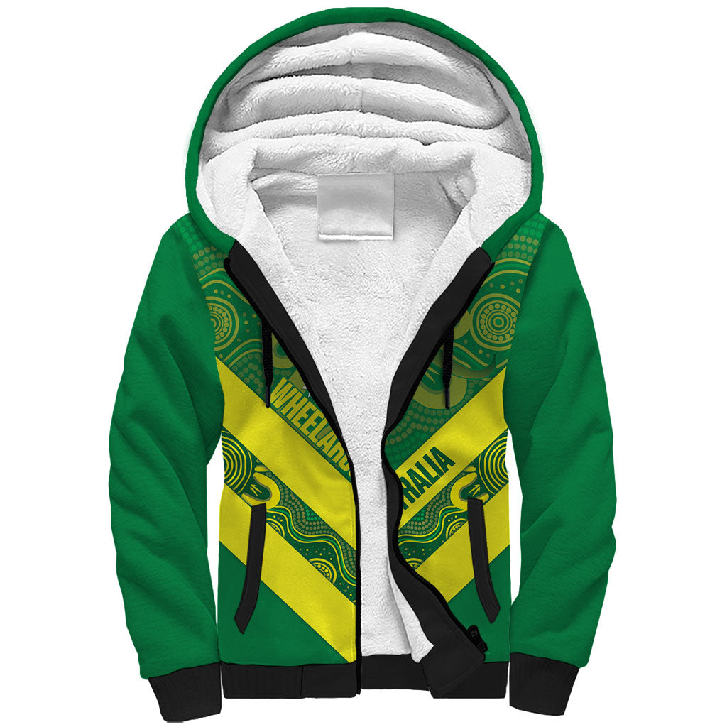 Australia Wheelaroos Rugby Custom Sherpa Hoodie Go Aussie Kangaroo Indigenous Art