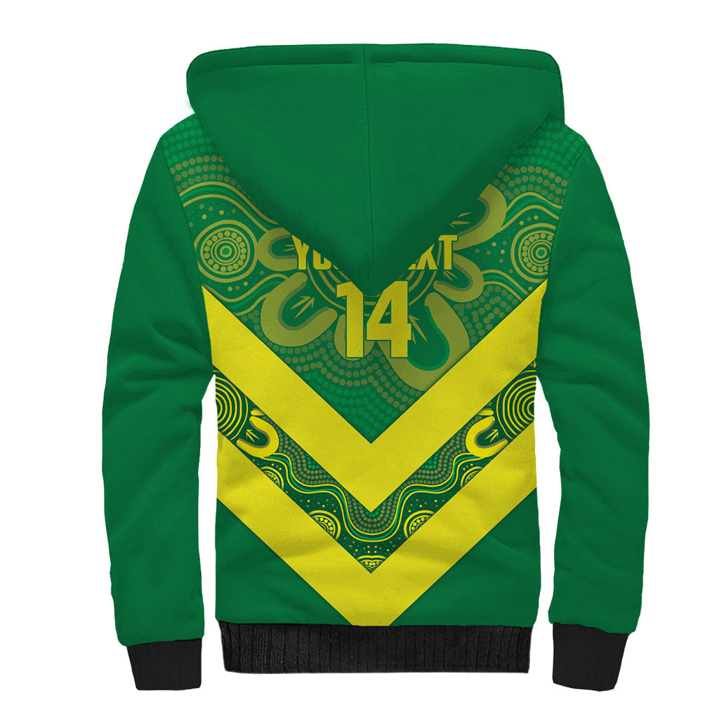 Australia Wheelaroos Rugby Custom Sherpa Hoodie Go Aussie Kangaroo Indigenous Art