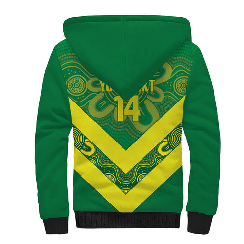 Australia Wheelaroos Rugby Custom Sherpa Hoodie Go Aussie Kangaroo Indigenous Art