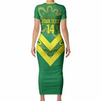 Australia Wheelaroos Rugby Custom Short Sleeve Bodycon Dress Go Aussie Kangaroo Indigenous Art