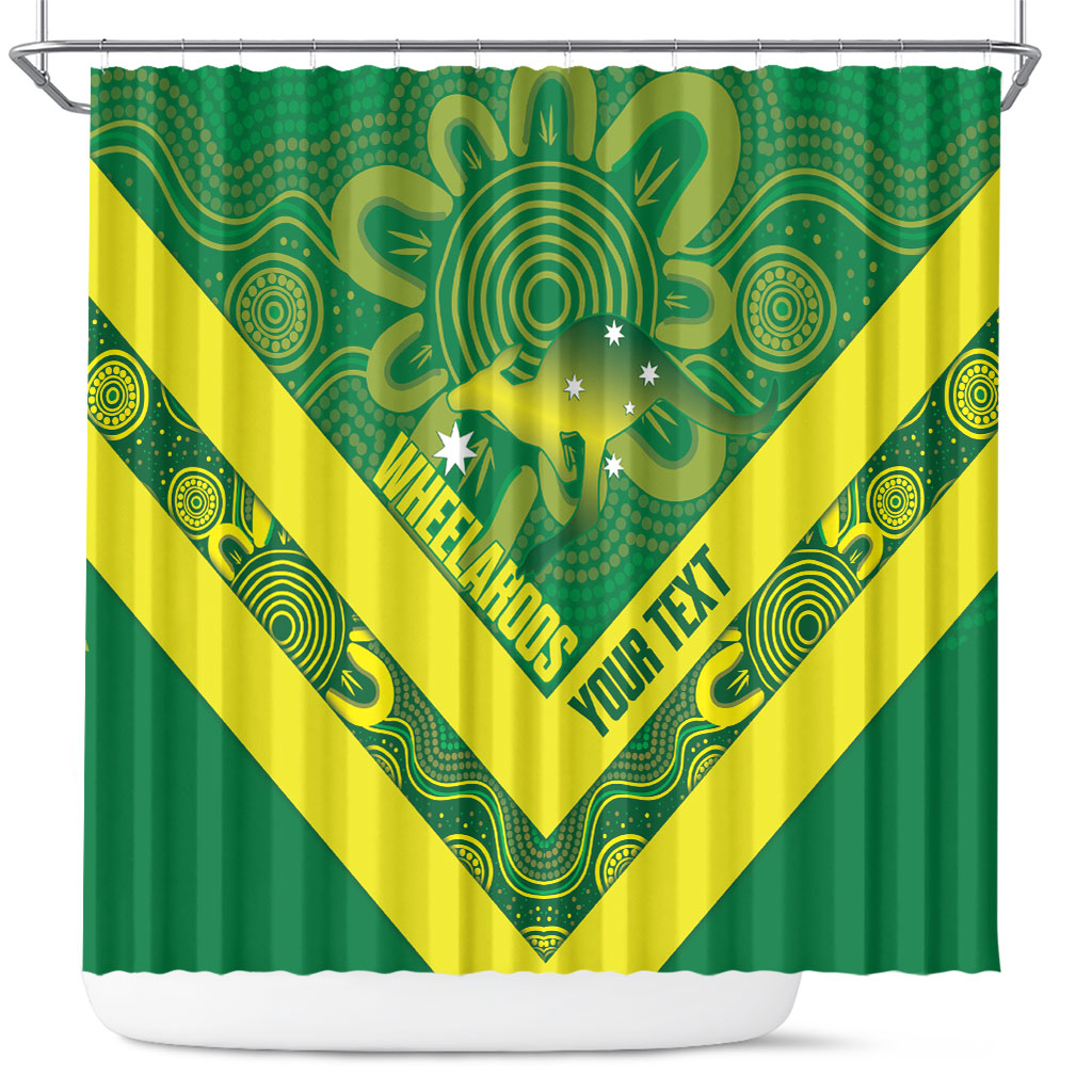 Australia Wheelaroos Rugby Custom Shower Curtain Go Aussie Kangaroo Indigenous Art