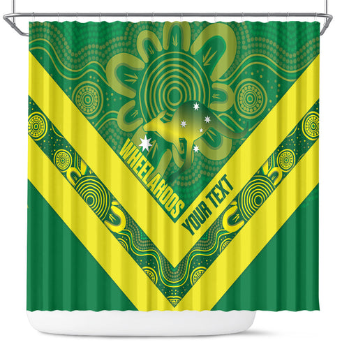 Australia Wheelaroos Rugby Custom Shower Curtain Go Aussie Kangaroo Indigenous Art