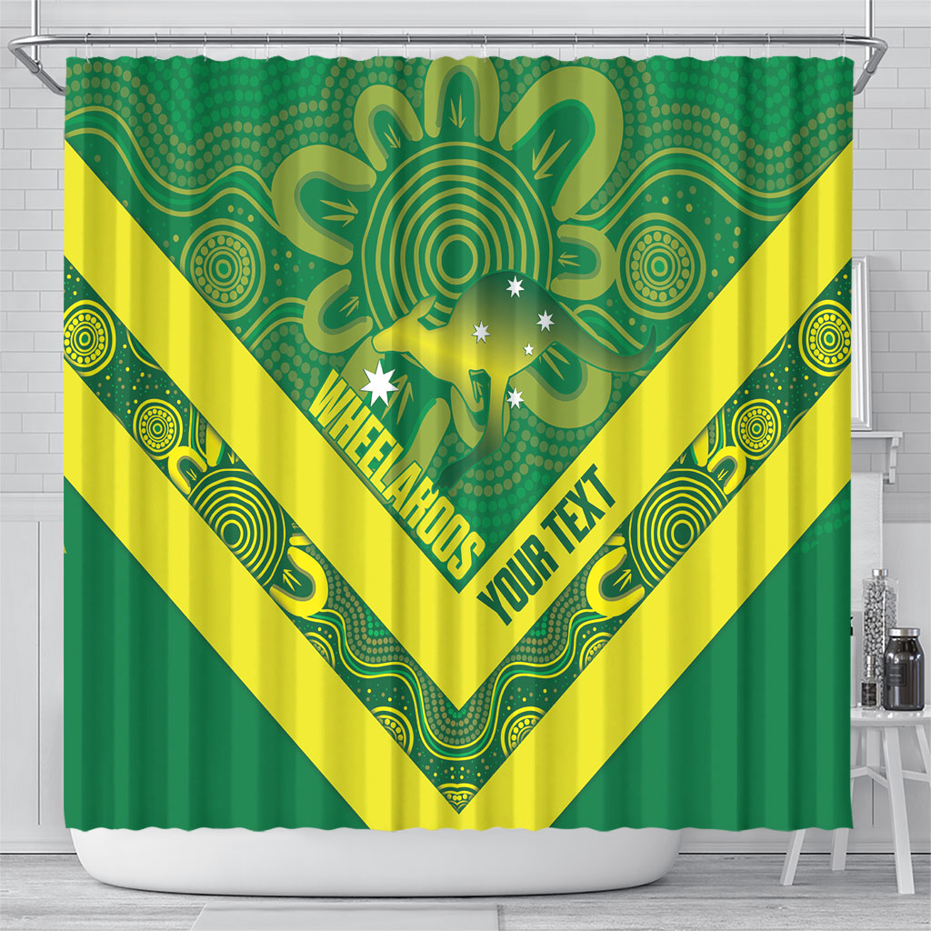 Australia Wheelaroos Rugby Custom Shower Curtain Go Aussie Kangaroo Indigenous Art