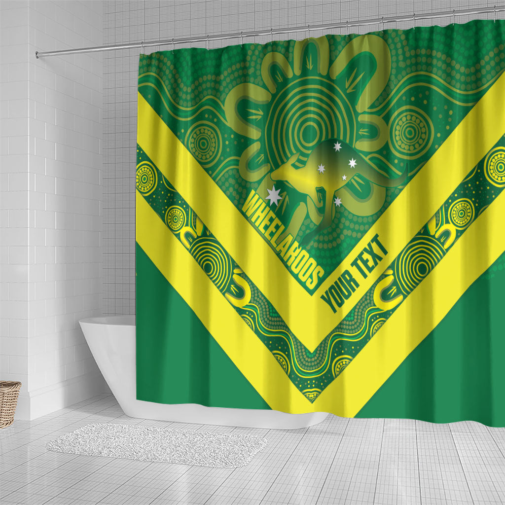 Australia Wheelaroos Rugby Custom Shower Curtain Go Aussie Kangaroo Indigenous Art