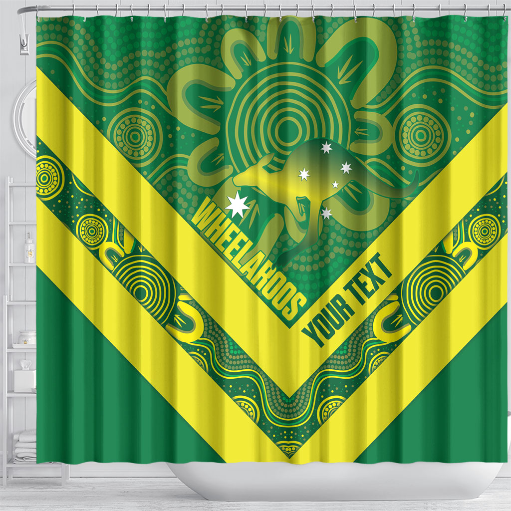 Australia Wheelaroos Rugby Custom Shower Curtain Go Aussie Kangaroo Indigenous Art