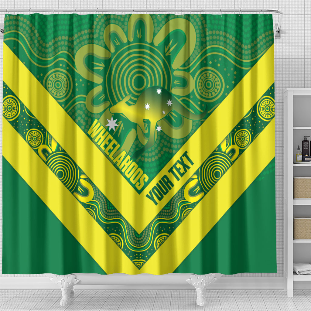 Australia Wheelaroos Rugby Custom Shower Curtain Go Aussie Kangaroo Indigenous Art