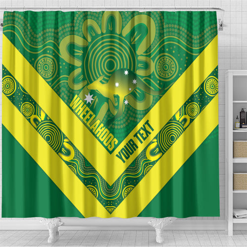 Australia Wheelaroos Rugby Custom Shower Curtain Go Aussie Kangaroo Indigenous Art