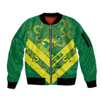 Australia Wheelaroos Rugby Custom Sleeve Zip Bomber Jacket Go Aussie Kangaroo Indigenous Art