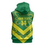 Australia Wheelaroos Rugby Custom Sleeveless Hoodie Go Aussie Kangaroo Indigenous Art