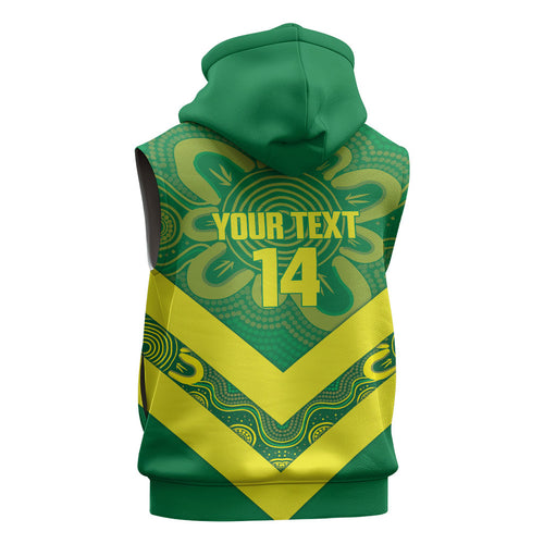 Australia Wheelaroos Rugby Custom Sleeveless Hoodie Go Aussie Kangaroo Indigenous Art