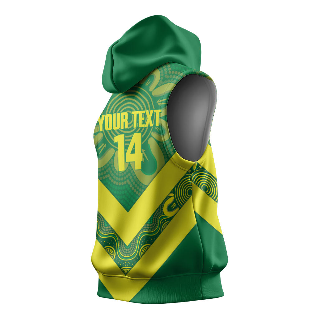 Australia Wheelaroos Rugby Custom Sleeveless Hoodie Go Aussie Kangaroo Indigenous Art